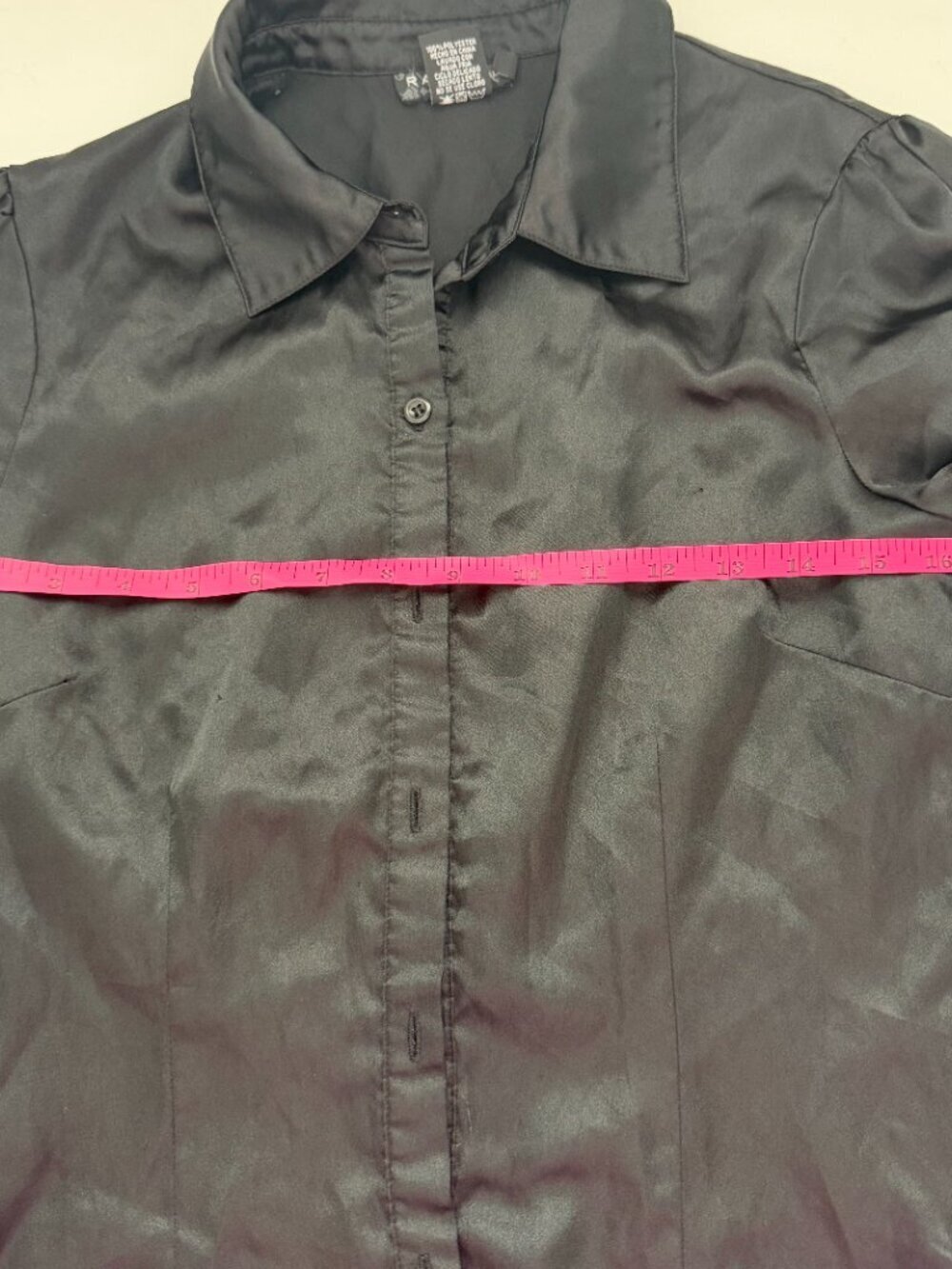 Rampage Black Satin Button Up Blouse Women Medium Business Casual Work Top - Picture 8 of 8